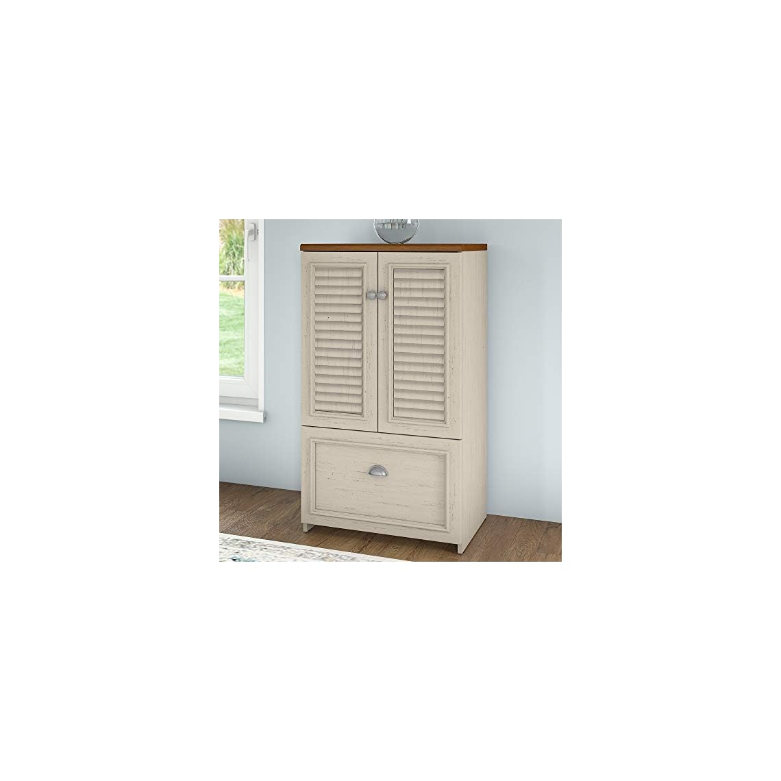 Bush Furniture Fairview Storage with Drawer in Antique White