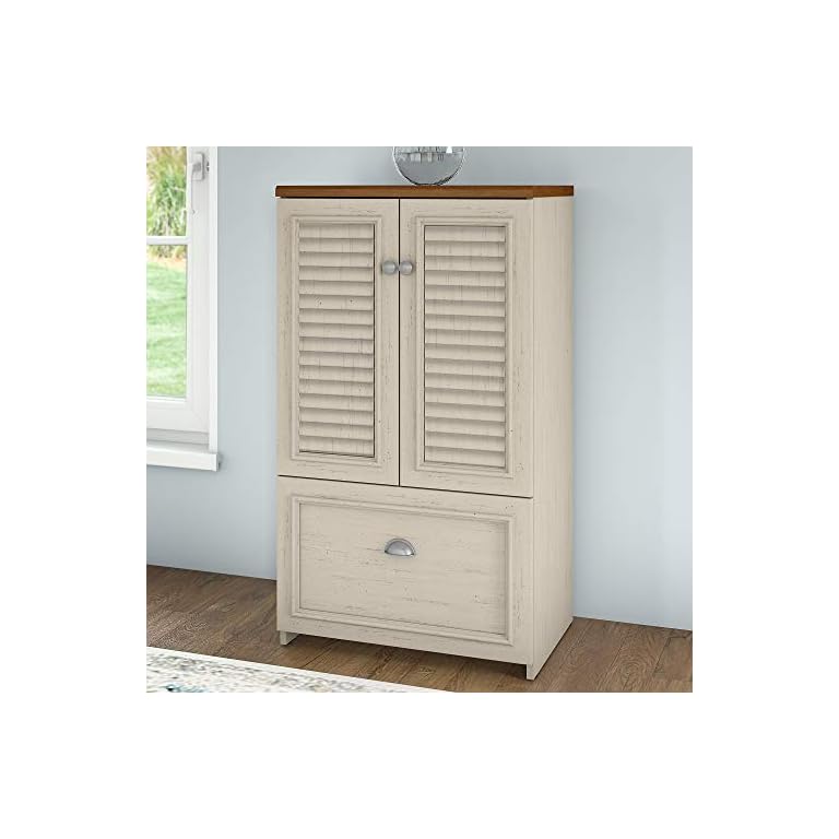 Bush Furniture Fairview Storage with Drawer in Antique White