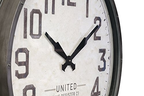 Kiera Grace HO60213-8 August Metal 32" Wall Clock, Large, Gray - Thumbnail 4