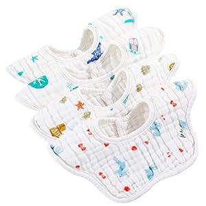 NUOBESTY 4 Stks Slabbetje Baby Bandana Katoen Kwijlen Slabbetjes 360 ° Draaien Maaltijd Slabbetje Speeksel Handdoek Voor…