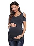 Liu & Qu Women's Maternity Cold-Shoulder Short Sleeve Scoop Neck Ruched T-Shirt Top