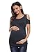 Liu & Qu Women's Maternity Cold-Shoulder Short Sleeve Scoop Neck Ruched T-Shirt Top