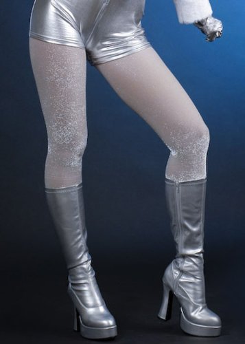 Magic Box Int. 70er Jahre Glam Rock Silber Glitter Glanz Strumpfhose