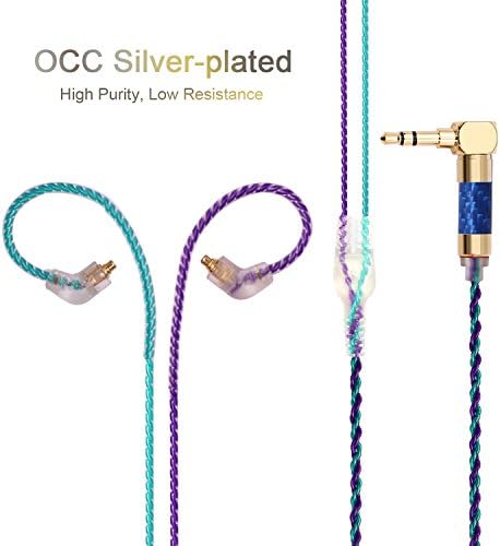 MMCX Cable 3.5mm 49-Inch Professional Silver Plated 6N Oxygen Free Copper (OFC) Compatible for Shure Westone