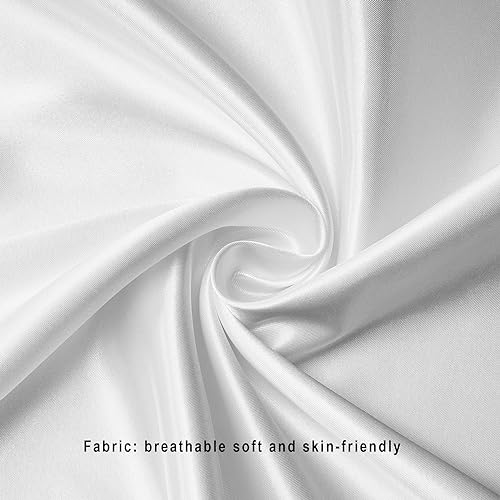 Guvar Satin Pillowcase for Hair and Skin Pillow Case 2 Pack Standard Size Super Soft Pillow Cases Set of 2 Slip Cooling Breathable Satin Pillow Cover（Ivory,20