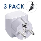 Belgium, Finland, Spain Travel Adapter Plug by Ceptics - Type E/F - European - 2 in 1 - Light Weight - Perfect for Cell Phones, Chargers, Cameras and More