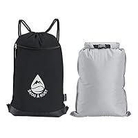 Såk Gear GymSak - 2-in-1 Drawstring Gym Bag with Removable Waterproof Bag | Features an Exterior Zippered Pocket with Key Clip and Reflective Logo | Premium Quality Cinch Sack in Black & Grey