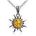 Ian and Valeri Co. Dark Amber Sterling Silver Small Sun Pendant Necklace 18 Inches