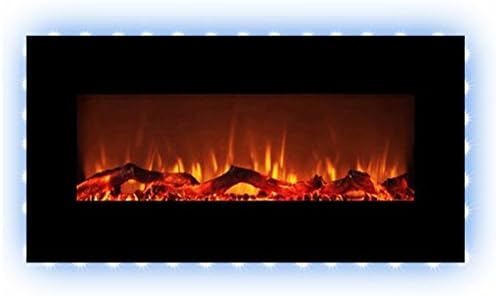 FLAMEandSHADE 48" Electric Fireplace, Wall Fireplace Heater with Remote, Free Standing or Wall Mounted, Flat Panel, 10 LED Flame and Backlight Colors