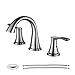 PARLOS Widespread 2 Handles Bathroom Faucet with Metal Pop Up Sink Drain and cUPC Faucet Supply Lines, Brushed Nickel, Demeter 13647