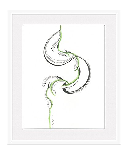 Green and Black Fish Drawing and Painting Art Print 8x10 - Thumbnail 5