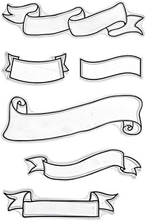 GEORLD Banners Transparent Clear Stamp for DIY Scrapbooking Gift Card Streamers Pattern Decorations