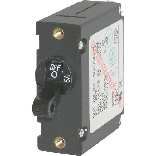 Blue Sea Systems 7200 A-serie zwarte tuimelstroomonderbreker, enkelpolige 5A
