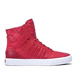 Supra Skytop Mens Red Leather High Top Lace Up Sneakers Shoes
