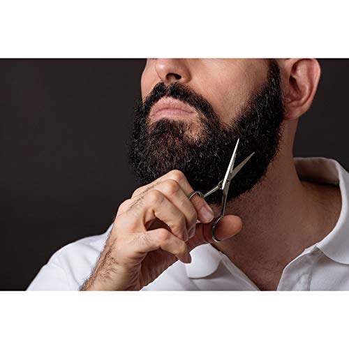 Beard Scissors, Stainless Steel Scissors for Beard, Mustache, Eyebrow, Nose Hair by HAWATOUR