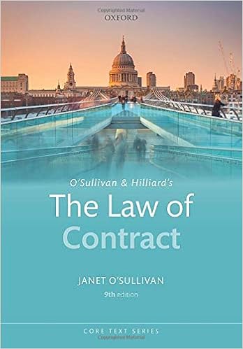 O Sullivan Hilliard S The Law Of Contract Core Texts Series Amazon Co Uk O Sullivan Janet 9780198853176 Books