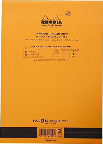 Rhodia Orange Soft Touch Pad 8.25X11.75 Blank