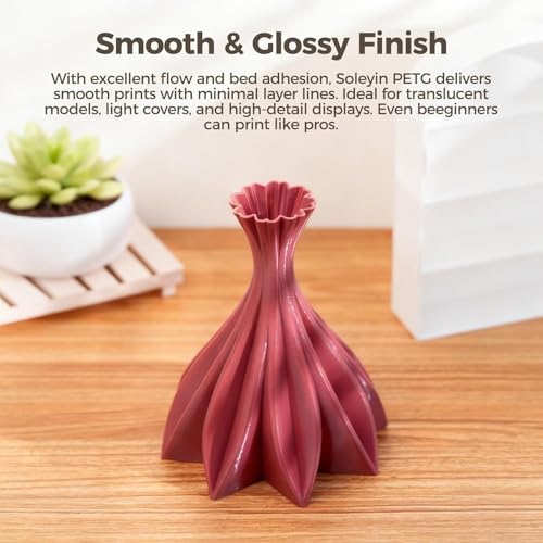 Creality Filamento Soleyin Basic PETG 1,75mm para Impressora 3D, Velocidade de 200mm/s, Impressão fluida sem entupimentos, Bobina de 1kg (2,2lb) para A Maioria das Impressoras 3D FDM (Preto)