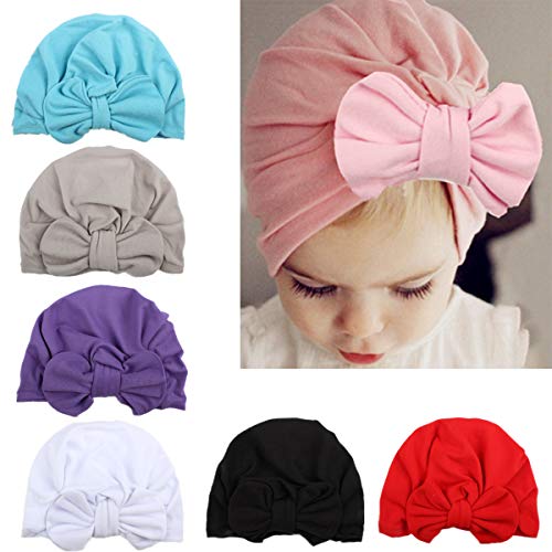 Huuflyty 6pcs Baby Hat Newborn Cotton Cloth Turban Kids Cool Beanie Hats Soft Cotton for Infant Baby Hospital Cap (LH018) - Thumbnail 7