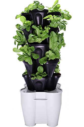 Smart Farm - Automatic Self Watering Garden - Grow Fresh Healthy Food Virtually Anywhere Year Round - Soil or Hydroponic Vertical Tower Gardening System By Mr Stacky (Standard Kit, Black)