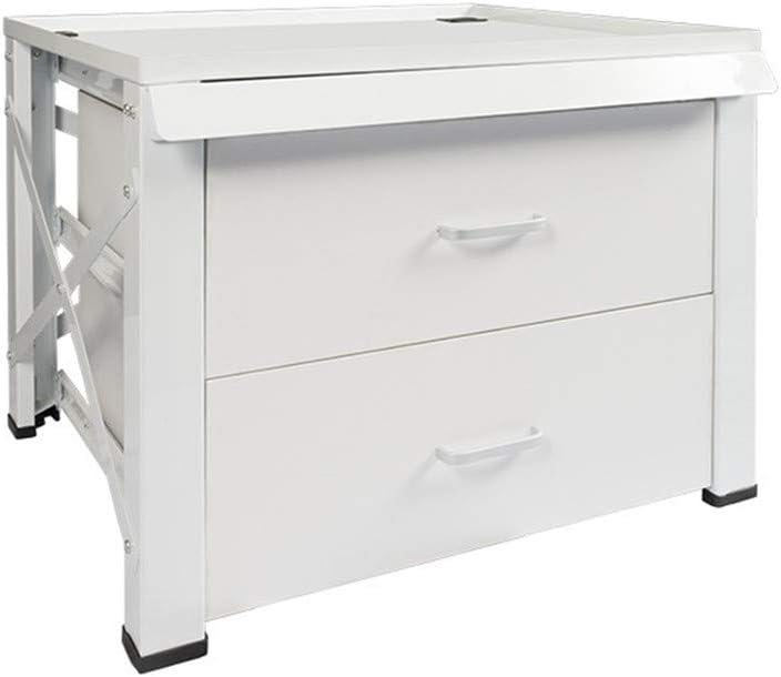 Washing Machine Base 60 cm (50 cm Raiser, Sturdy Base Base with Floor Compartment, Height-Adjustable Feet, Washing Machine/Dryer Pedestal) White with 2 Drawers Improved Version June 2019