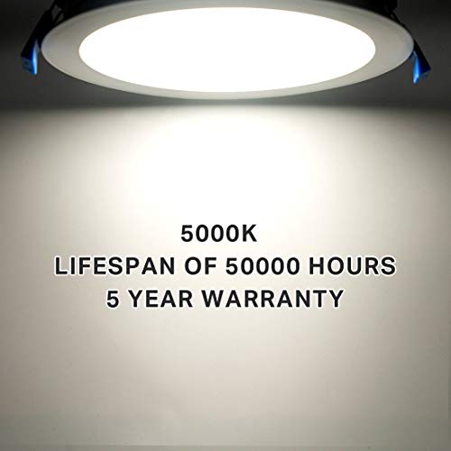 JJC 13W 6 Inch Ultra Thin Led Recessed Lights with Junction Box,5000K Daylight White, CRI90+, IC Rated,850 Lumens 65W Eqv. Dimmable Led Downlight ETL and Energy Star Certified- 6 Pack