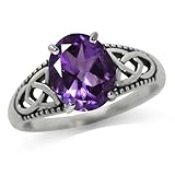 2.36ct. Natural African Amethyst 925 Sterling Silver Triquetra Celtic Knot Solitaire Ring