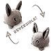 TeeTurtle The Original Reversible Bunny Plushie Patented Design | Gray | Show Your Mood Without Saying a Word!