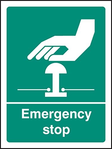 Caledonia Signs 86055E Sign, Emergency Stop, White/Green