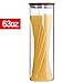 KKC HOME ACCENTS Tall Borosilicate Glass Spaghetti Storage Jar,Pasta Canister,Noodle Holder,Sealed Container with Wooden Lid,63 Fluid Ounces