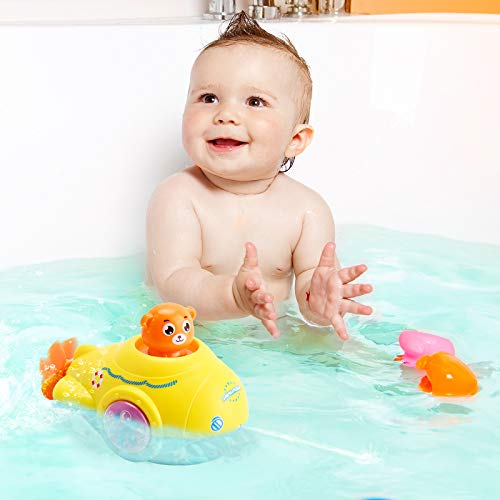 Tokey Life Bath Toy Water Jet Submarine Toy Wind Up Squirts with