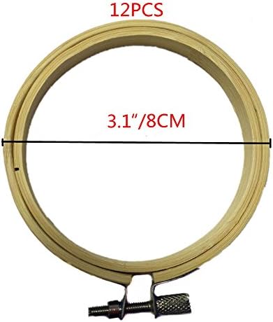 Lilith li 12PC Embroidery Hoops Cross Stitch Hoop Bamboo Circle Tambour Hoop Ring (3.1inch)