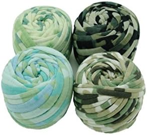 Charmkey Pappardelle Multicolored T Shirt Yarn Soft Fabric 7 Jumbo Fashion Knitting Cloth Tape for Crocheting Bags Bowls DIY Handicraft, Pack of 4 Skeins, 1.41 Ounce×4 (Group3)