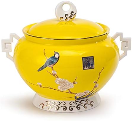 UCYG Airtight Food Storage Containers Bins with Lids Large, Ceramic Pottery Cereal Containers Canister Cookie Jar for Kitchen Pantry Organization Flour Rice Candy Bulk, 1.5L, 22x17cm (Color : Yellow)