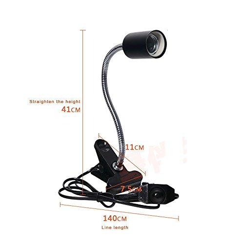 CTKcom UVA UVB Light Bulb Reptile Ceramic Heat Lamp Pet Heating Bulb Holder Clamp Lamp Fixture Heating Light Lamp For Reptiles,Aquarium Reptile Light Adjustable Habitat Lighting Stand,110V-130V(Black)