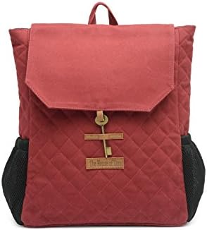 Tibetan Red 13 Ltrs Sturdy Canvas Travel Laptop Backpack for Office, College with Quilted Design for Women