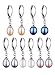 Set of 5 Freshwater Cultured Drop Dangle Pearl Earrings White,Grey,Peach,Pink,Peacock Pearl Earrings with Stainless Steel Leverback (7-8mm)