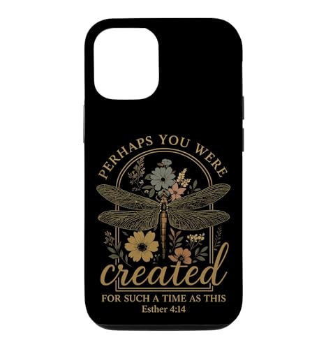 Esther 4:14 Floral Bible Verse Dragonfly God Faith Case for iPhone 12/12 Pro