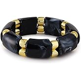 MMIUAEG Gold Chunky Bracelets for Women Punk Stackable Chunky Bracelets Acrylic Bamboo Tube Bracelet Stretch Bracelets for Women Summer Beach Jewelry Gift