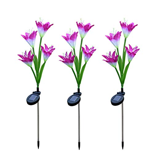 Solar Power Flower Light LED Outdoor Garden Yard Path Lawn Landscape Lamp 3PCS-beautiful and romantic (Purple)