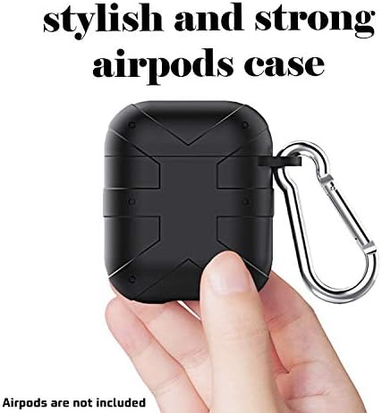 Airpods Case Cover, Waterproof and Strong-Durable, AirPods Case Keychain, AirPods Protective Leather Case, Non-Fingerprint and Suitable with Airpod 1 and 2 (Black)