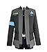 COSFLY Game Become Human Connor Jacket Cosplay Costume Men Coat Uniform Suit Large, Grey 2 (Coat + Shirt+Tie)
