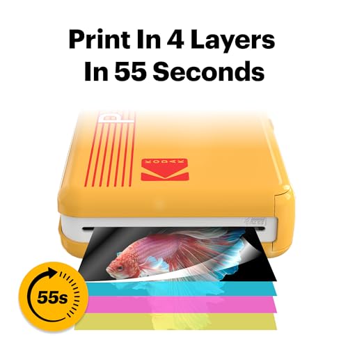 KODAK Mini 2 Retro 2x3 Mobile Photo Printer, 38 Sheets, Bluetooth Phone Printer Compatible With iOS & Android Smartphones, Instant Colour Prints, 4PASS Dye Sublimation, White