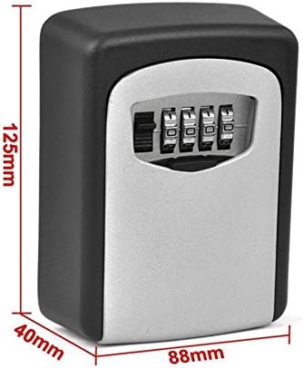 Wall Mount Key Lock Safe Box with 4-Digit Dial Combination Storage Resettable Lock Box for Indoors or Outdoors Great for Elderly Parents Spare House Key Box(Silver)