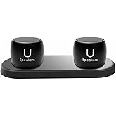 Fashionit U Pro - Mini Bluetooth Speaker Set U Pro TWS Wireless Speakers with Charging Tray | Portable Small Speakers with Surround Sound for Travel, Shower, Beach, Car | Black
