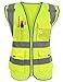 Pack of 2 Safety Vest Reflective Strips with Front Zipper 9 Pockets, Class 2 High Visibility Meets ANSI/ISEA Standards by Galashield (Large)
