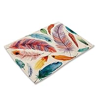 DaTun648 Placemat Printed Linen Placemats Waterproof Stain Resistant Heat Insulation Table Mats Set of 4 Machine Washable Flower Pattern Home Hotel (Color : F, Size : 42X32 cm)