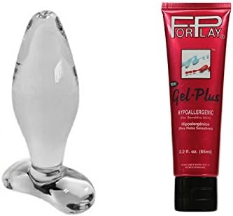 New Spartacus Blown Non-porous Glass Tapered Small 4" Clear and Silky Smooth Water-based Personal Lubricant 2.2 Oz ForPlay Gel Plus Hypoallergenic