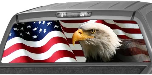 American Eagle Flag Stars Rear Window Graphic Decal Tint Sticker Truck SUV ute