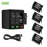 AILUKI GoPro Rechargeable Battery 4 Pack x 1500mAh and 3-Channel Charger for GoPro Hero 5 Black ,Hero 6 Black, Hero 7 Black ,Gopro 2018(Fully Compatible with Original) - Update Version
